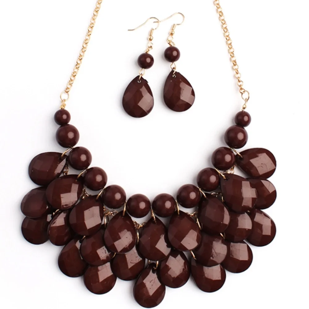Teardrop Bib Necklace & Earring Statement Set